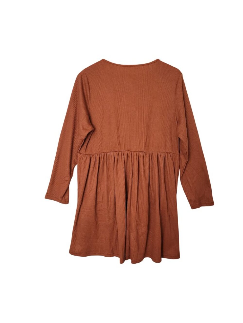 Cupshe Button Front Mini Dress Womens Sz XL Rust Orange Long Sleeve Pockets NWT - Picture 2 of 8